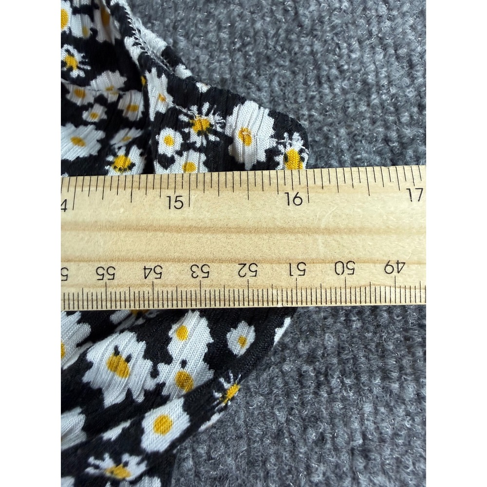 Vibe Sportswear Black Daisy Floral Ribbed Ruffle Hem Mini Dress Size 2X - Picture 6 of 7